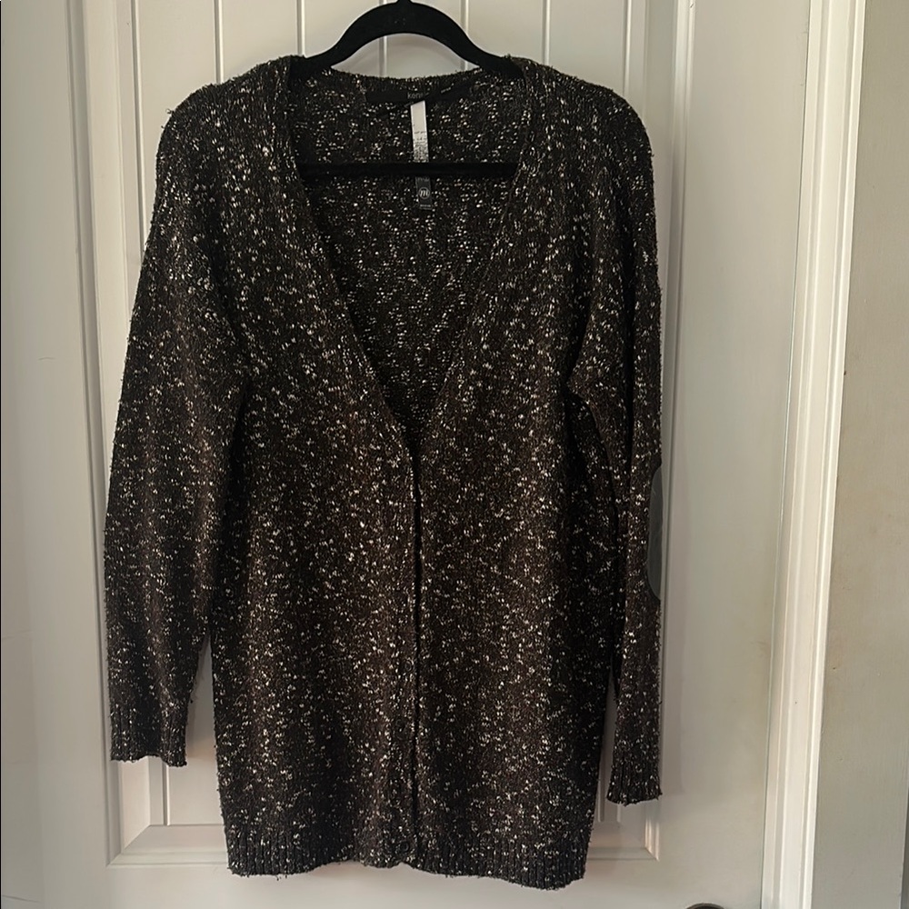 Kensie Black and White Speckled Cardigan
